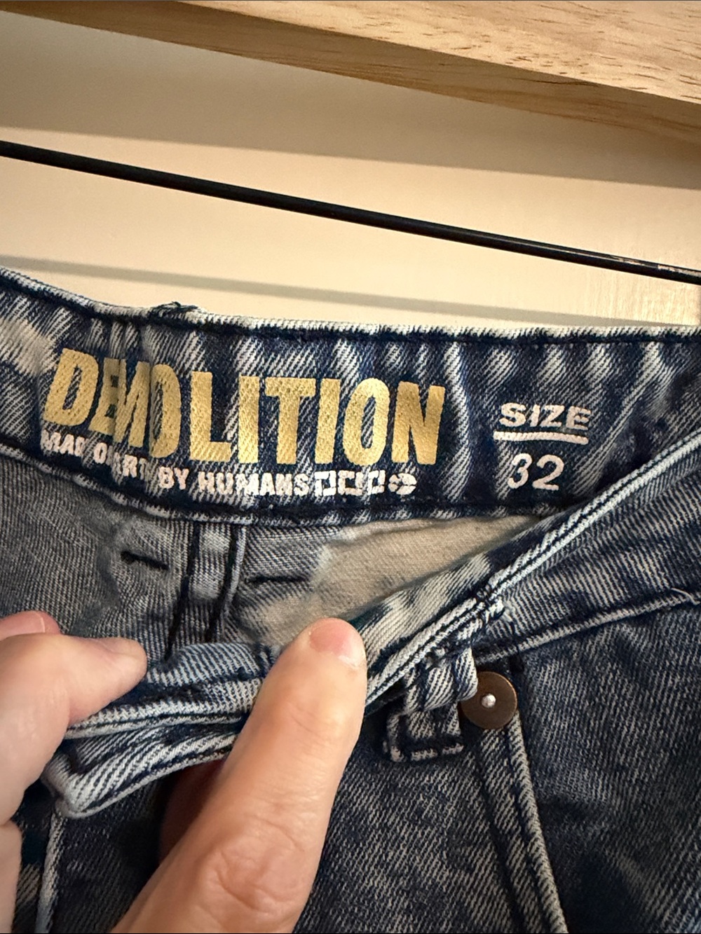 Demolition Acid-Wash Blue Lightning Embroidered Men’s Jeans - Picture 2 of 10